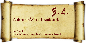 Zakariás Lambert névjegykártya